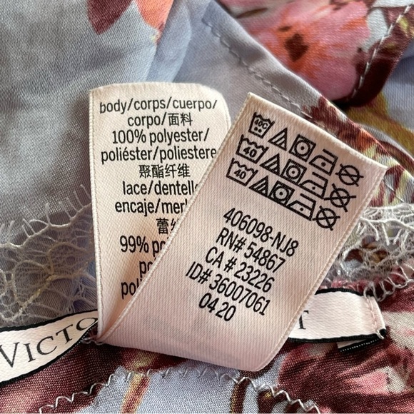 Victoria’s Secret Slip Dress Lingerie Floral Lace Blue Pink Satin Romantic Girly - Picture 12 of 14